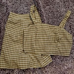Matching checkered crop top and skirt set